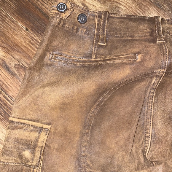 RRL Brown Leather Moto Pants - Picture 11 of 15